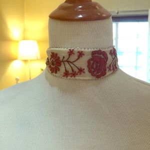 Chan Luu Embroidered chiffon choker necklace/scarf